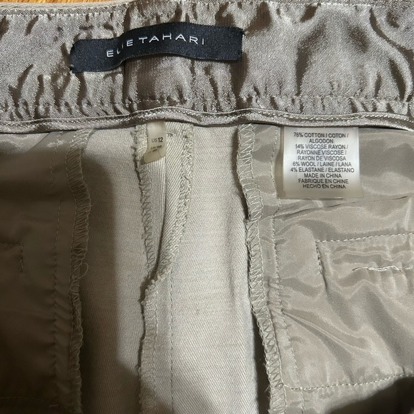 Elie Tahari cotton blend stretch Beige women's dress Career pants size US 12 - Picture 4 of 10